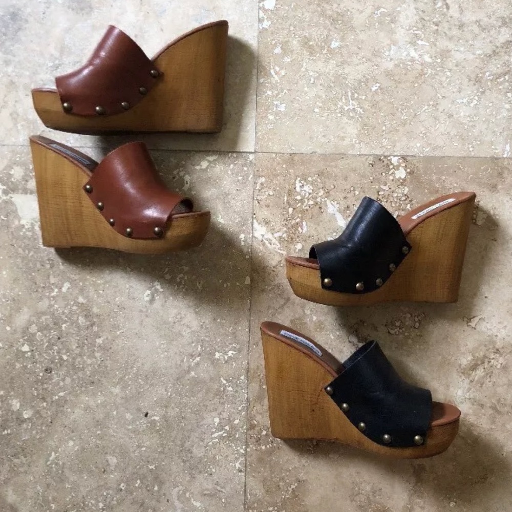 2 - CHERRY Slide 100% Leather Wood, Black Cognac